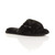 Front right side view of Black Fur Flat Peep Toe Faux Fur Mules Slippers Front right side view of Black Fur Flat Peep Toe Faux Fur Mules Slippers