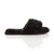 Right side view of Black Fur Flat Peep Toe Faux Fur Mules Slippers Right side view of Black Fur Flat Peep Toe Faux Fur Mules Slippers