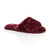 Front right side view of Burgundy Fur Flat Peep Toe Faux Fur Mules Slippers Front right side view of Burgundy Fur Flat Peep Toe Faux Fur Mules Slippers