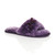 Front right side view of Purple Fur Flat Peep Toe Faux Fur Mules Slippers