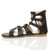 Left side view of Black PU Flat Lace Up Ghillie Tie Up Sandals Left side view of Black PU Flat Lace Up Ghillie Tie Up Sandals