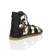 Back right side view of Black PU Flat Lace Up Ghillie Tie Up Sandals Back right side view of Black PU Flat Lace Up Ghillie Tie Up Sandals