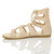 Left side view of Nude PU Flat Lace Up Ghillie Tie Up Sandals Left side view of Nude PU Flat Lace Up Ghillie Tie Up Sandals