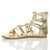 Left side view of Gold PU Flat Lace Up Ghillie Tie Up Sandals Left side view of Gold PU Flat Lace Up Ghillie Tie Up Sandals