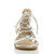 Front view of Silver PU Flat Lace Up Ghillie Tie Up Sandals Front view of Silver PU Flat Lace Up Ghillie Tie Up Sandals