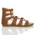 Right side view of Tan PU Flat Lace Up Ghillie Tie Up Sandals Right side view of Tan PU Flat Lace Up Ghillie Tie Up Sandals