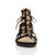 Front view of Black Suede Flat Lace Up Ghillie Tie Up Sandals Front view of Black Suede Flat Lace Up Ghillie Tie Up Sandals