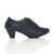 Right side view of Navy PU Mid Heel Brogue Shoe Boots Right side view of Navy PU Mid Heel Brogue Shoe Boots