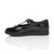Left side view of Black Patent Flatform T-Bar Mary Jane Brogue Shoes