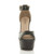 Front view of Black Glitter High Block Heel Platform Ankle Strap Sandals