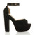 Right side view of Black Suede High Block Heel Platform Ankle Strap Sandals