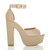 Right side view of Nude PU High Block Heel Platform Ankle Strap Sandals