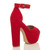 Back right side view of Red Suede High Block Heel Platform Ankle Strap Sandals