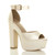 Front right side view of Pearl PU High Block Heel Platform Ankle Strap Sandals