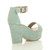 Back right side view of Mint Suede Mid Heel Semi Wedge Platform Sandals