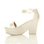 Left side view of Pearl PU Mid Heel Semi Wedge Platform Sandals