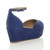 Back right side view of Blue Suede Mid Heel Wedge Flatform Platform Shoes Back right side view of Blue Suede Mid Heel Wedge Flatform Platform Shoes