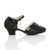 Right side view of Black Low Heel Diamante Mary Jane Court Shoes Sandals