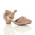 Front right side view of Rose Gold Low Heel Diamante Mary Jane Court Shoes Sandals