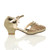 Right side view of Gold Low Heel Diamante Mary Jane Court Shoes Sandals