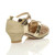 Back right side view of Gold Low Heel Diamante Mary Jane Court Shoes Sandals