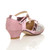 Back right side view of Pink Low Heel Diamante Mary Jane Court Shoes Sandals
