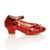 Right side view of Red Low Heel Bow Diamante Court Shoes