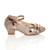 Right side view of Rose Gold Low Heel Bow Diamante Court Shoes