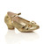 Front right side view of Gold Low Heel Bow Diamante Court Shoes