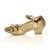 Left side view of Gold Low Heel Bow Diamante Court Shoes
