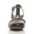 Front view of Navy PU Mid Heel Cut Out Brogue Shoes T-Bar Comfort Sandals