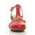 Front view of Red PU Mid Heel Cut Out Brogue Shoes T-Bar Comfort Sandals