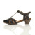 Left side view of Black PU Mid Heel Cut Out Brogue Shoes T-Bar Comfort Sandals