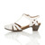 Left side view of White PU Mid Heel Cut Out Brogue Shoes T-Bar Comfort Sandals