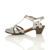 Left side view of Silver PU Mid Heel Cut Out Brogue Shoes T-Bar Comfort Sandals