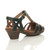 Back right side view of Teal PU Mid Heel Cut Out Brogue Shoes T-Bar Comfort Sandals