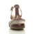 Front view of Burgundy PU Mid Heel Cut Out Brogue Shoes T-Bar Comfort Sandals