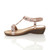 Left side view of Rose Gold PU Low Mid Wedge Heel T-Bar Flower Diamante Sandals