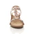 Front view of Rose Gold PU Low Mid Wedge Heel T-Bar Flower Diamante Sandals