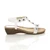 Right side view of White PU Low Mid Wedge Heel T-Bar Flower Diamante Sandals