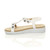Left side view of White PU Low Wedge Heel Comfort Flatform Diamante Flower T-Bar Slingback Sandals Left side view of White PU Low Wedge Heel Comfort Flatform Diamante Flower T-Bar Slingback Sandals