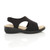 Right side view of Black Low Heel Diamante Comfort Slingback T-Bar Sandals