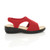 Right side view of Red Low Heel Diamante Comfort Slingback T-Bar Sandals