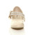 Front view of Beige Patent Heeled Mary Jane Diamante Strap Bow Court Shoes