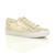 Front right side view of Beige Flat Mesh Sequin Plimsolls Trainers Sneakers