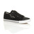 Front right side view of Black Flat Mesh Sequin Plimsolls Trainers Sneakers