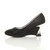 Left side view of Black Mid Heel Wedge Diamante Court Shoes