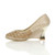 Left side view of Gold Mid Wedge Heel Diamante Court Shoes