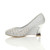Left side view of Silver Mid Wedge Heel Diamante Court Shoes