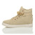 Left side view of Beige PU Gold Chain Lace Up Quilted Trainers